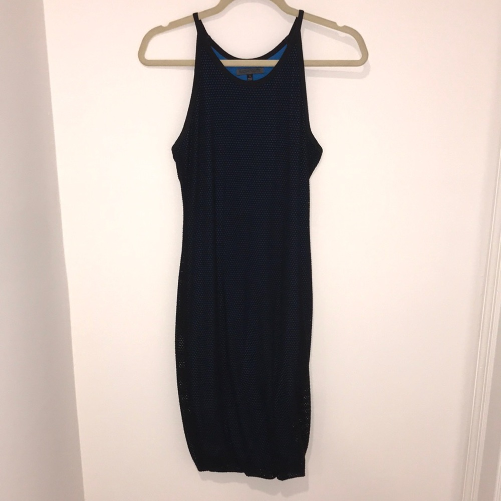 Black and blue midi dress